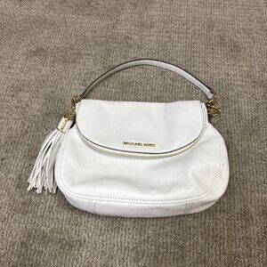 Michael Kors Bedford Shoulder Bag White Tassel Leather Size Medium